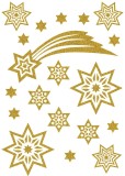 Herma 3726 Sticker MAGIC Sterne + Schweif, glittery Weihnachtsetiketten Sterne gold 19 Stück