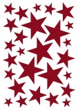 Herma 15129 Sticker MAGIC Sterne - rot, glittery Weihnachtsetiketten Sterne selbstklebend 27 Stück