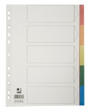 Q-Connect® Farbregister - blanko, A4, PP, 5 Blatt + Deckblatt volldeckend Register A4 blanko 225 mm