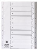 Q-Connect® Zahlenregister - 1 - 10, PP, A4, 10 Blatt + Indexblatt, grau volldeckend Register A4