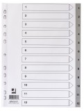 Q-Connect® Zahlenregister - 1 - 12, PP, A4, 12 Blatt + Indexblatt, grau volldeckend Register A4