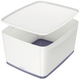 Leitz 5216 Aufbewahrungsbox MyBox WOW Groß - A4, mit Deckel, ABS, weiß/grau Aufbewahrungsbox
