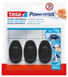 tesa® Powerstrips® Systemhaken - ablösbar, S Oval schwarz Small 1 kg Haken 1 kg schwarz 17,6 mm