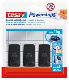 tesa® Powerstrips® Systemhaken - ablösbar, S Eckig schwarz Small 1kg Haken 1 kg schwarz 16 mm