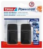 tesa® Powerstrips® Systemhaken - ablösbar, L Eckig schwarz Large 2kg Haken 2 kg schwarz 21 mm