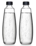 sodastream Trinkflasche Glas 1 Liter - transparent/schwarz, 2er-Pack Trinkflasche Glas 1,0 Liter