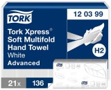Tork® Xpress® Multifold Handtücher - 2-lagig, weiß, 21x 136 Tücher Falthandtuch 2-lagig keine