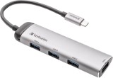 Verbatim USB-Hub 3.1-C Multiport 4x USB Typ-A Kabel 15cm silber USB Hub silber USB 3.2 Gen. 1 Typ-C