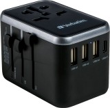 Verbatim Ladeadapter Universal Travel - UTA-04, Anschlüsse für USB Typ-A/C & Stromstecker, schwarz