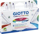 GIOTTO Faserschreiber Turbo Glitter Maxi - 6 Farben sortiert Faserschreiberetui 6 Farben sortiert