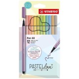 STABILO® Premium-Filzstift - Pen 68 Pastellove - 12er Kartonetui Faserschreiberetui ca. 1 mm