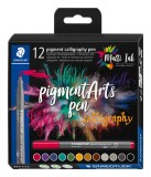 Staedtler® Fasermaler pigment calligraphy - 12 Farben sortiert Kalligrafiestift sortiert ca. 2,0 mm