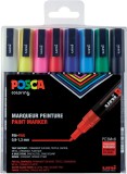 uni POSCA Marker - 0,9 - 1,3 mm, 8 farben sortiert Pigmentmarker sortiert 0,9 - 1,3 mm Rundspitze