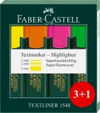 Faber-Castell Textmarker TL 48 REFILL - nachfüllbar, 3+1 Farben sortiert, Kartonetui Textmarker