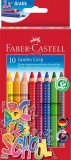 FABER-CASTELL Buntstift Jumbo GRIP - 8+2 Farben, Namensfeld- und Bleistift im Promotionetui weich