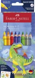 FABER-CASTELL Buntstifte Jumbo GRIP Dino - 8+2 Farben, Kartonetui inkl. Dinosticker Farbstiftetui