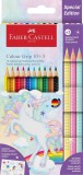 FABER-CASTELL Buntstifte Colour GRIP Einhorn - 10+3 Farben, Kartonetui inkl. Aufkleber Farbstiftetui