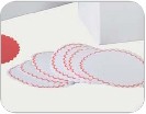 Siegelsterne gummiert 1000 Stück weiß mit rotem Rand