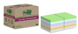 Post-it® SuperSticky Haftnotiz Super Sticky 100% Recycling Notes - 76 x 76 mm, sortiert, 12x 70 Blatt