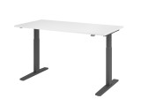 Hammerbacher Schreibtisch T-Fuß elektrisch - 160 x 80 x 70-120 cm, höhenverstellbar, weiß/Graphit