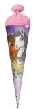 Roth Schultüte Blumenpferde - rund, 70 cm Rot(h)-Spitze (100% fester), Glitter Schultüte Mädchen