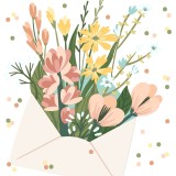 Paper+Design Lunchservietten Blumen/Brief - 33 x 33 cm, 20 Stück Servietten Flora 33 x 33 cm