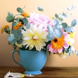 Paper+Design Lunchservietten Blumen in Tasse - 33 x 33 cm, 20 Stück Servietten Frühling 33 x 33 cm