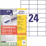 Avery Zweckform® 6605 Universal-Etiketten ultragrip - 70 x 37 mm, weiß, 1.560 Etiketten, permanent