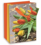 Geschenktragetasche Tulpen - 26,3 x 32,3 x 13,6 cm Mindestabnahmemenge - 6 Stück. Tulpen Frühling