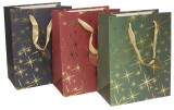Weihn. Geschenktragetasche Sterne 3 Farben sortiert - 18 x 23 x 10 cm Geschenktragetasche 18 cm