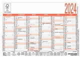 Zettler Tafelkalender - A6 quer, 6 Monate / 1 Seite, Karton mit Ferienterminen Tafelkalender 2024