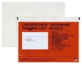 DOCUFIX Begleitpapiertaschen mit Aufdruck Lieferschein-Rechnung - C5, 250 Stück C5 rot ca. 35 mym