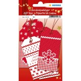 HERMA Geschenkanhänger Weihnachten White Christmas - 8 x 4 cm, 6 Stück, rot Geschenkanhänger