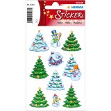 HERMA 15262 Sticker DECOR Weihnachtswinterwald Weihnachtsetiketten Weihnachtswinterwald 30 Stück