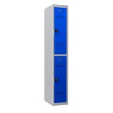 PHÖNIX SAFE Garderobenschrank, Kombischloss, 2 Fächer, Stahl, grau/blau Garderobenschrank blau 