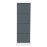 PHÖNIX SAFE Hängeregistraturenschrank, 4 Laden, einbahnig, Stahl, grau/anthrazit einbahnig 450 mm