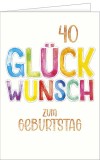 Geburtstagskarte Zahl 40 geprägt - inkl. Umschlag Mindestabnahmemenge - 5 Stück. inkl. Umschlag