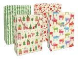 Weihnachts-Geschenktragetasche Graspapier 4 Motive sortiert - 21 x 20 x 8 cm Geschenktragetasche