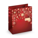 Weihnachts-Geschenktragetasche Flocken, 23x19x10,2cm, rot Geschenktragetasche Flocken 190 mm 102 mm