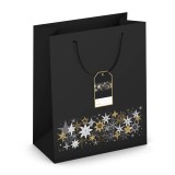 Weihnachts-Geschenktragetasche Sterne, 33x26,7x13,7cm, schwarz Geschenktragetasche Sterne 267 mm