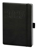 BSB Buchkalender V-book - A5, 1 Woche / 2 Seiten, Kunstleder, schwarz Buchkalender 2025 schwarz