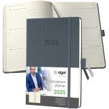 SIGEL Buchkalender Conceptum - 1 Woche / 2 Seiten, ca. A5, Hardcover, dark grey Taschenkalender 2025