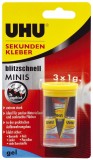 UHU Sekundenkleber blitzschnell MINI Gel - 3x 1 g Sekundenkleber 3 Tuben à 1 g