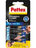 PATTEX Sekundenkleber Ultra Gel - 3x1g, extra stark, flexibel Sekundenkleber Tube à 3 g