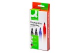 Q-CONNECT Permanentmarker - ca. 2 - 3 mm, 4-er Pack Permanentmarker blau, rot, 2 x schwarz